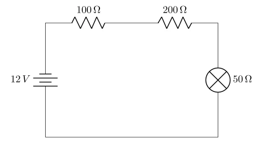 Courant à travers Résistances et Ampoule
